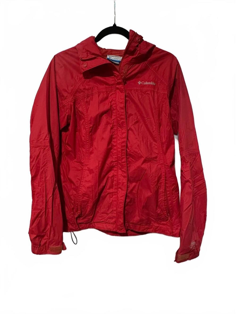 Columbia red hooded windbreaker jacket